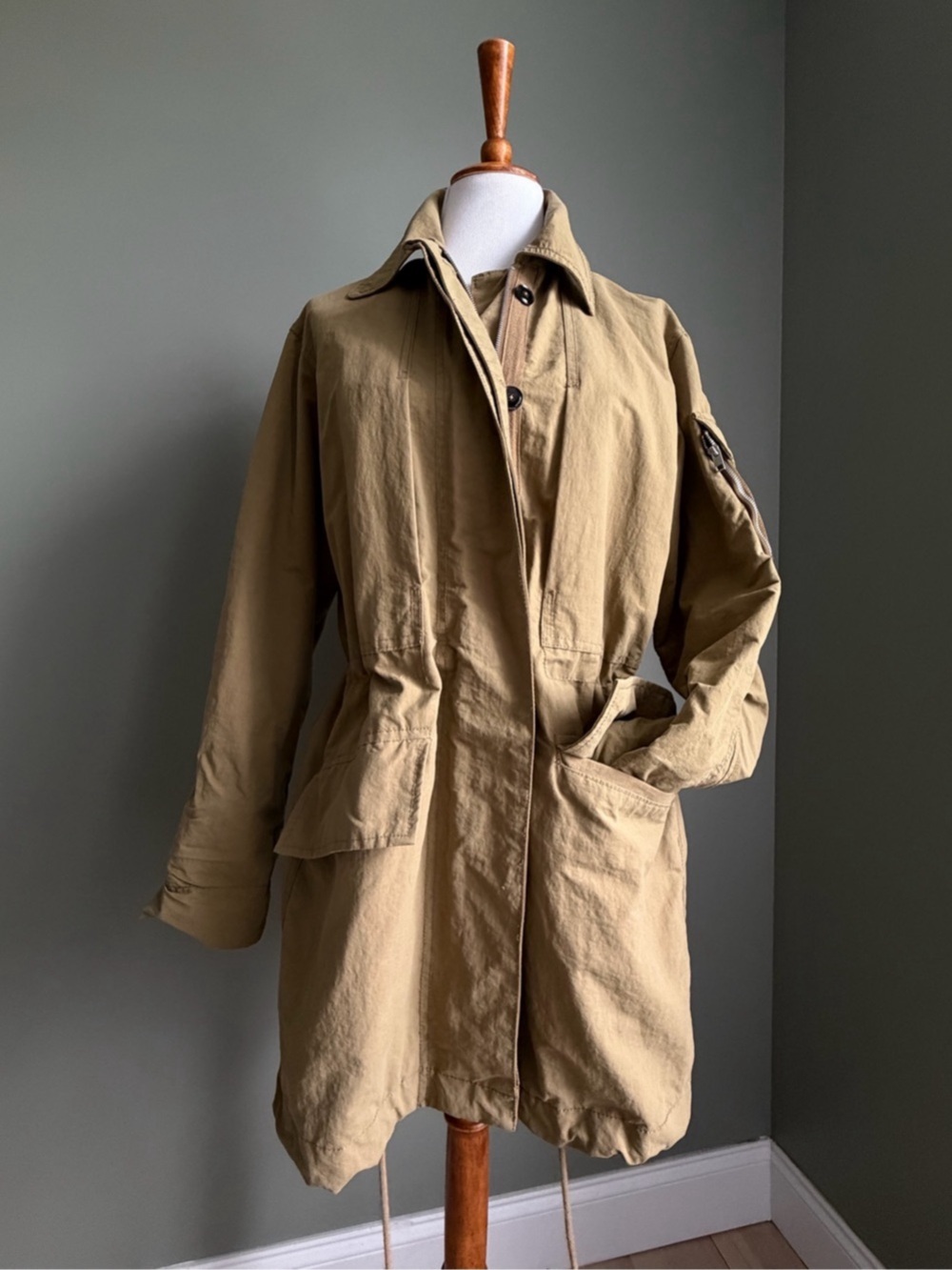 Zara Utility Trench Coat in Mustard Brown Size Small